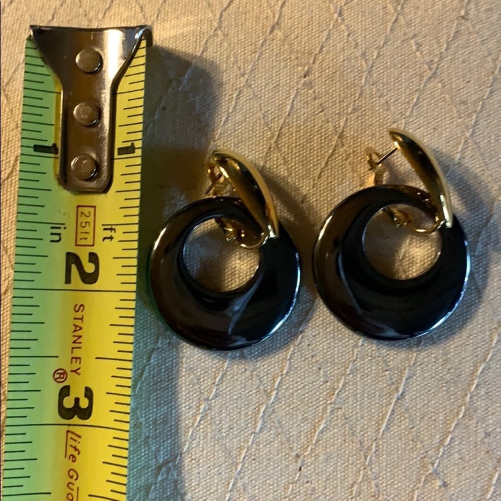 Shiny Smoke and Gold Post Circle Earrings